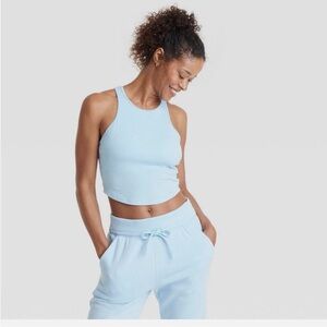 Brand new. All In Motion -Women's Rib High Neck Racerback Cropped Tank Top